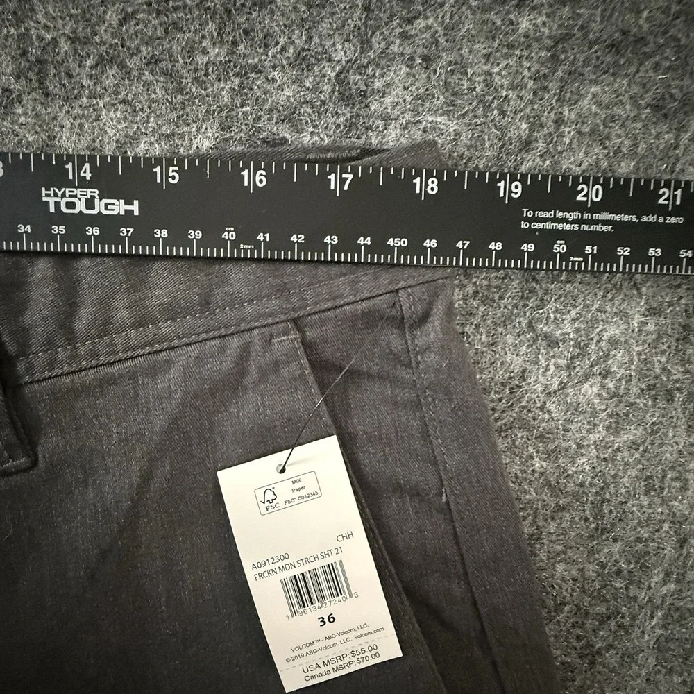 Volcom Frickin Modern Stretch Chino Shorts 36 Charcoal NWT Skate Surf Repreve